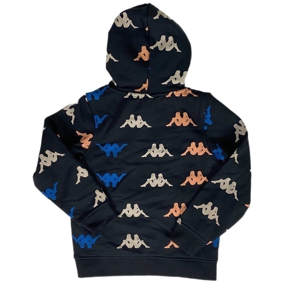 NWT | Kappa Kids' Authentic Sneek Print Hoodie Size 8Y in Black-Orange-Blue - Picture 7 of 11